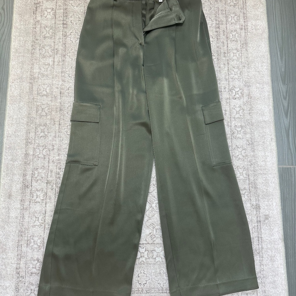 Satin wide leg cargo pant